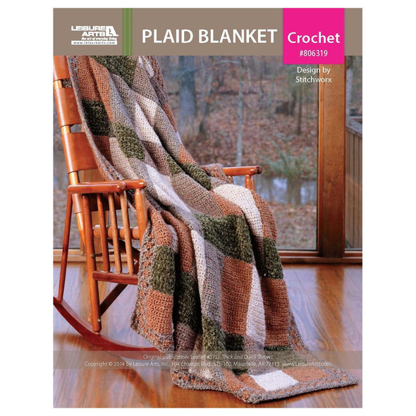 Leisure Arts Thick Quick Throws Plaid Blanket Crochet ePattern